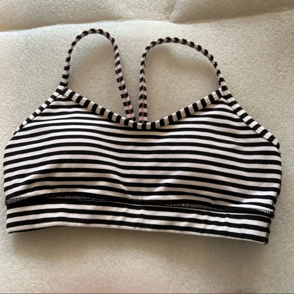 Lululemon Flow Y Bra Striped Sports Bra   Size 4 - Picture 1 of 8